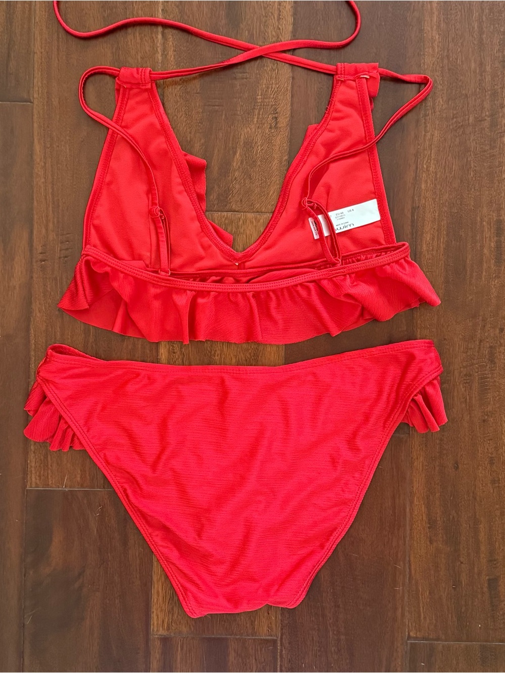 ASOS Red Ruffle Bikini Set Size 6 - Picture 2 of 3